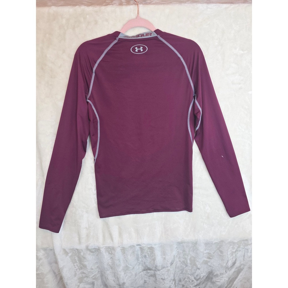 Under Armour Mens HeatGear Compression Shirt Long Sleeve Maroon Burgundy Large - Picture 2 of 9